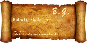 Boboly Györe névjegykártya
